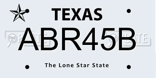 ABR45B Texas License Plate