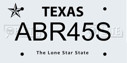 ABR45S Texas License Plate