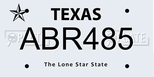 ABR485 Texas License Plate