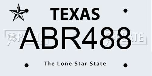 ABR488 Texas License Plate