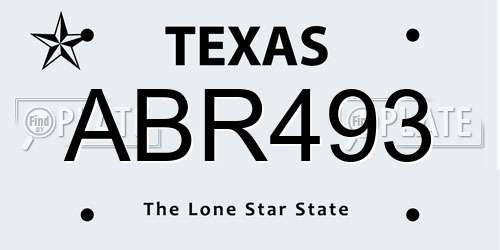 ABR493 Texas License Plate