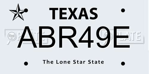 ABR49E Texas License Plate