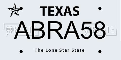 ABRA58 Texas License Plate