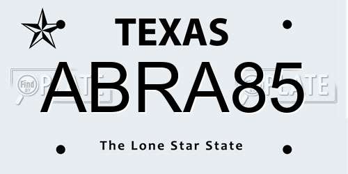ABRA85 Texas License Plate