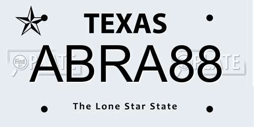 ABRA88 Texas License Plate