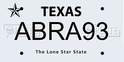 ABRA93 Texas License Plate