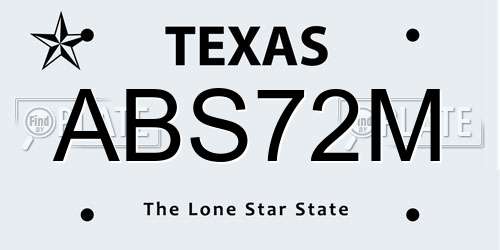 ABS72M Texas License Plate