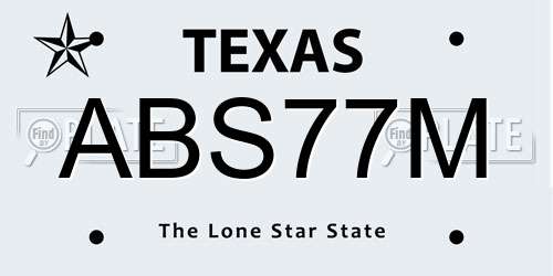 ABS77M Texas License Plate