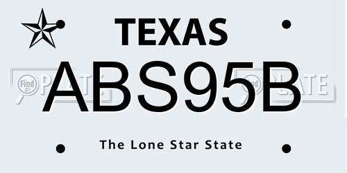 ABS95B Texas License Plate
