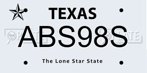 ABS98S Texas License Plate