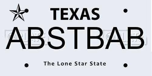 ABSTBAB Texas License Plate