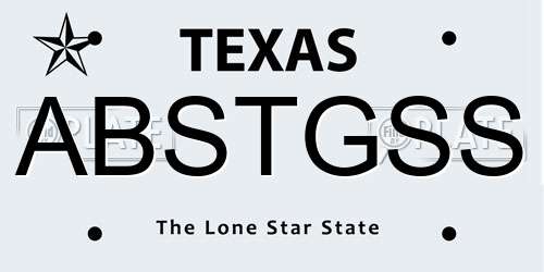 ABSTGSS Texas License Plate
