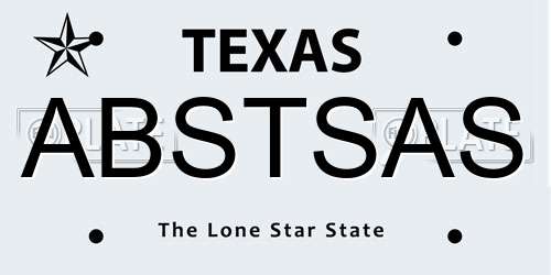 ABSTSAS Texas License Plate