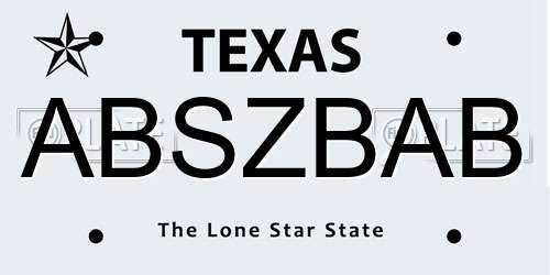ABSZBAB Texas License Plate