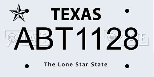 ABT1128 Texas License Plate