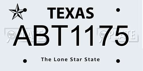 ABT1175 Texas License Plate