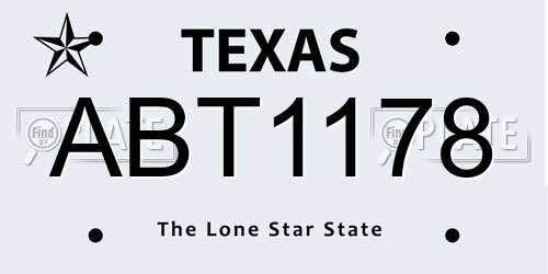 ABT1178 Texas License Plate
