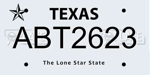ABT2623 Texas License Plate