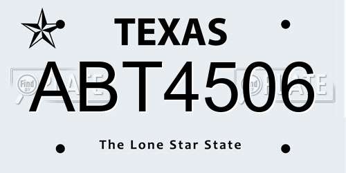 ABT4506 Texas License Plate
