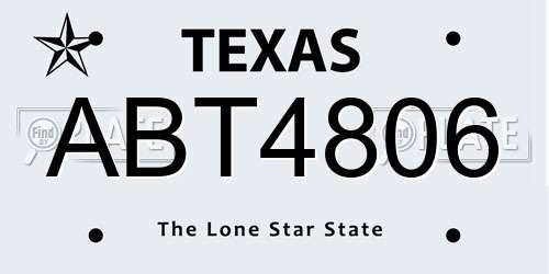 ABT4806 Texas License Plate