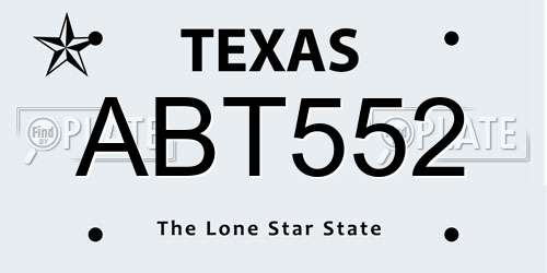 ABT552 Texas License Plate