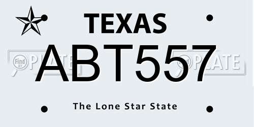 ABT557 Texas License Plate
