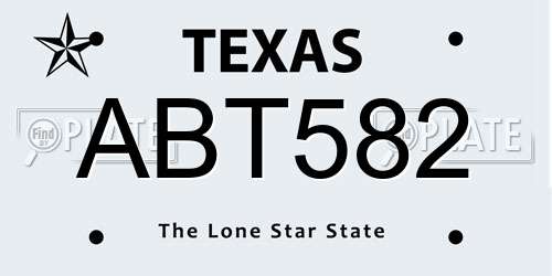 ABT582 Texas License Plate