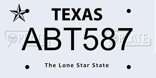 ABT587 Texas License Plate