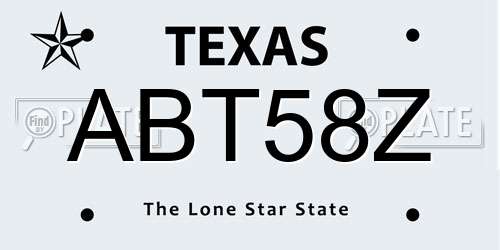 ABT58Z Texas License Plate