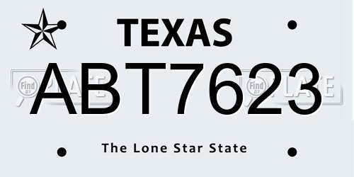 ABT7623 Texas License Plate