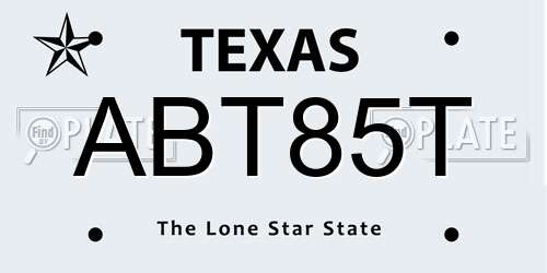 ABT85T Texas License Plate