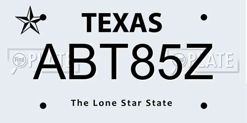 ABT85Z Texas License Plate