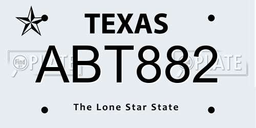 ABT882 Texas License Plate