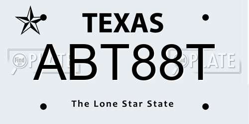 ABT88T Texas License Plate