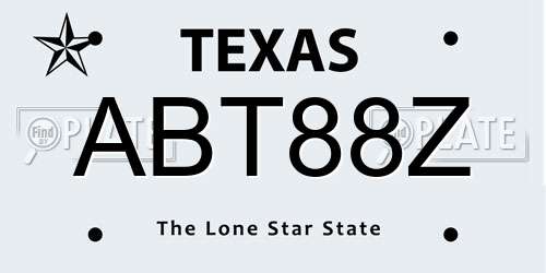 ABT88Z Texas License Plate