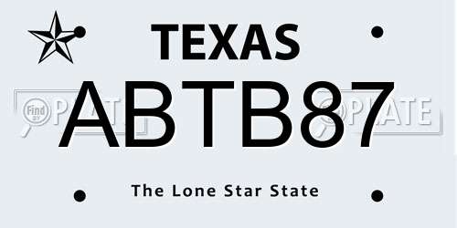 ABTB87 Texas License Plate