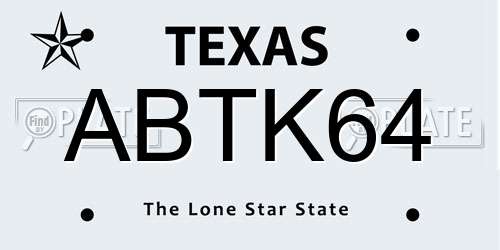 ABTK64 Texas License Plate