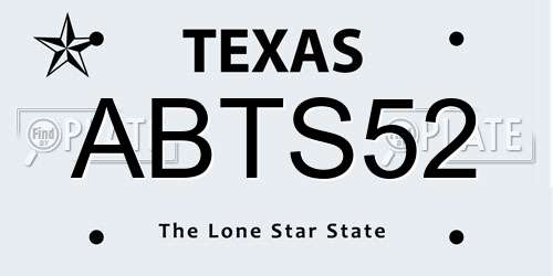 ABTS52 Texas License Plate