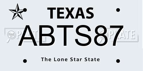 ABTS87 Texas License Plate