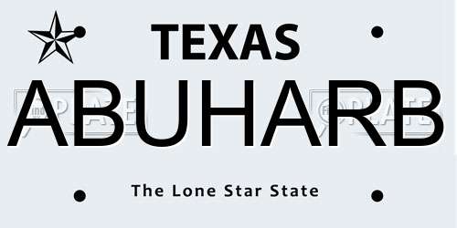 ABUHARB Texas License Plate