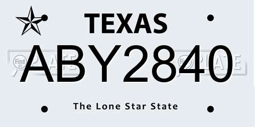 ABY2840 Texas License Plate