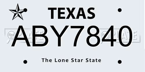 ABY7840 Texas License Plate
