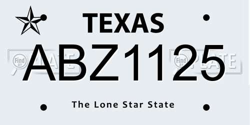 ABZ1125 Texas License Plate