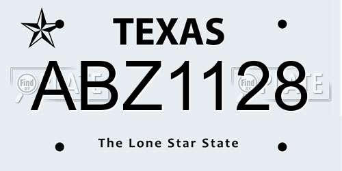 ABZ1128 Texas License Plate