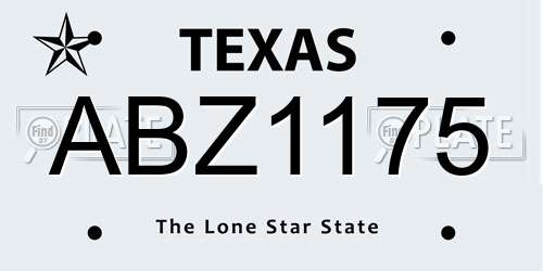ABZ1175 Texas License Plate