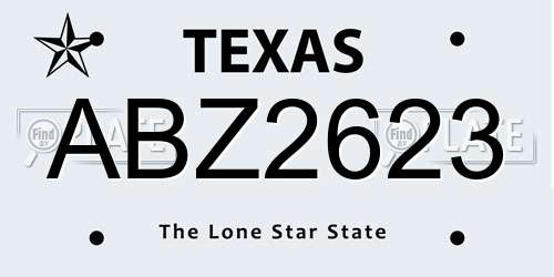 ABZ2623 Texas License Plate