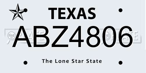 ABZ4806 Texas License Plate