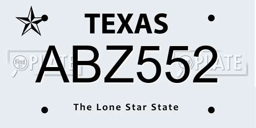 ABZ552 Texas License Plate