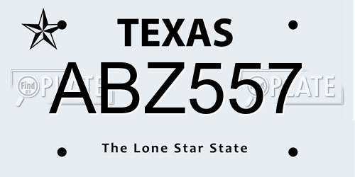 ABZ557 Texas License Plate