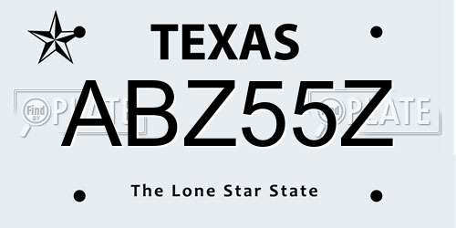 ABZ55Z Texas License Plate